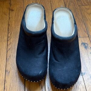 Dansko Black Leather Mules